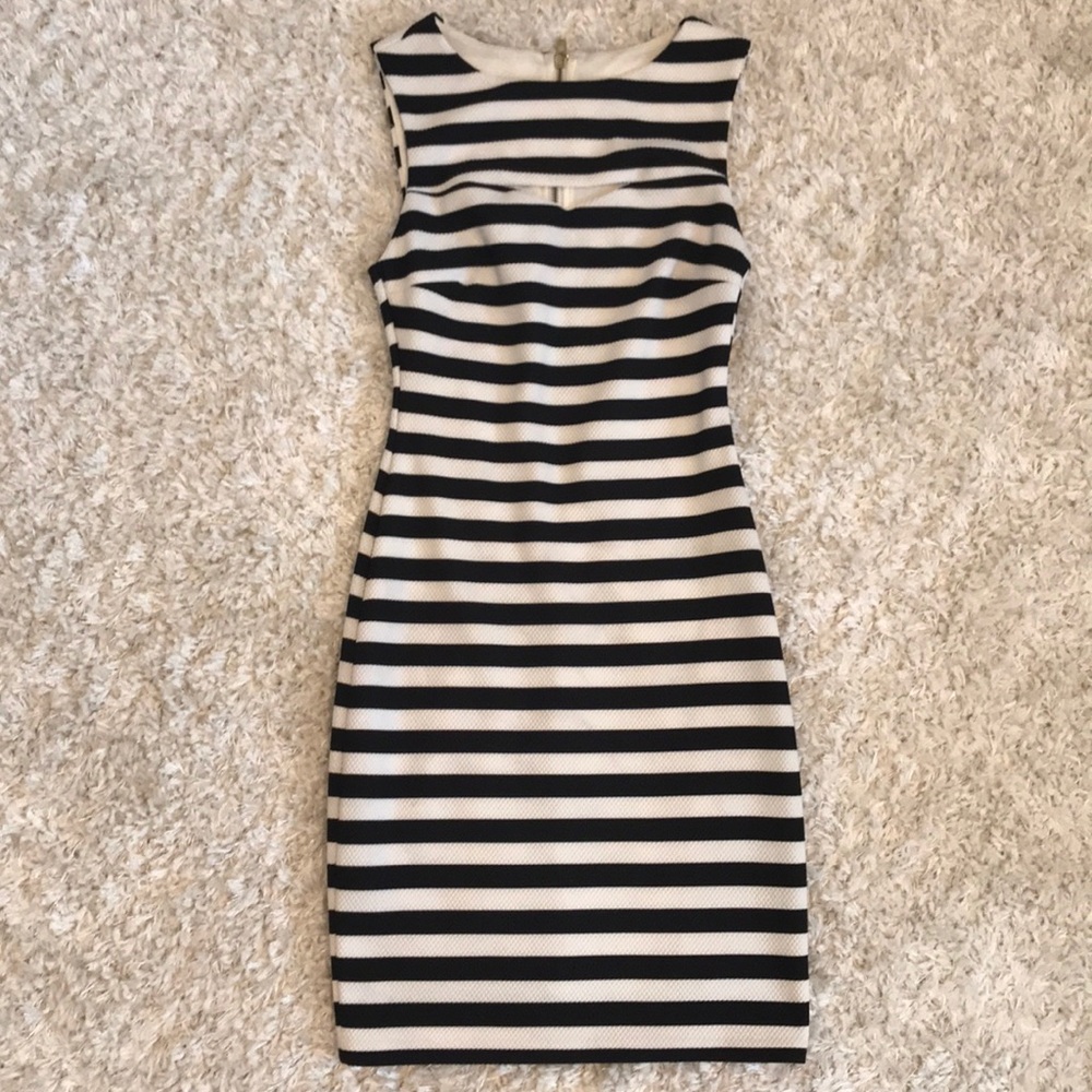Black and White Striped Bodycon Dress